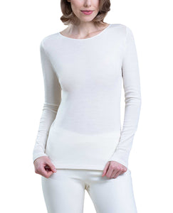 EGI ® Luxury Merino Wool Silk (85% Wool 15% Silk) Women's Long Sleeve T-Shirt. Proudly Made in Italy. (1411)