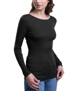 EGI ® Luxury Merino Wool Silk (85% Wool 15% Silk) Women's Long Sleeve T-Shirt. Proudly Made in Italy. (1411)