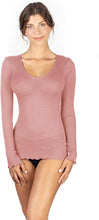 Laden Sie das Bild in den Galerie-Viewer, EGI Luxury Wool Silk V-Neck Long Sleeve Top. Proudly Made in Italy (1493)