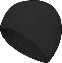 Load image into Gallery viewer, tittimitti Men&#39;s and Women&#39;s Pure Black Nylon Spandex Swim Cap Bathing Cap - Single Pack