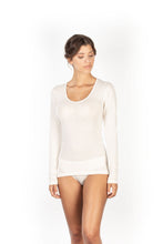 Load image into Gallery viewer, EGi Luxury Merino Wool Silk Women&#39;s Long Sleeve T-Shirt. Proudly Made in Italy.