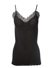 Load image into Gallery viewer, EGI Luxury Wool Silk Camisole Spaghetti Straps with Macramé Trim. Proudly Made in Italy.