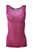 Load image into Gallery viewer, EGI Luxury Wool Silk Tank Top with Lace Trim. Proudly Made in Italy.