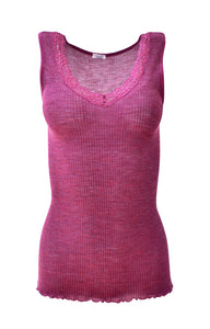 EGI Luxury Wool Silk Tank Top with Lace Trim. Proudly Made in Italy.