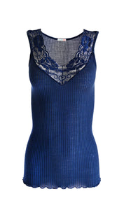 EGI Exclusive Collections Women's Merino Wool Blend Lace-Trimmed Tank Top. Proudly Made in Italy.