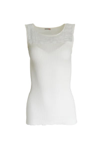 EGI Exclusive Merino Wool Blend Top with Tulle Trim. Proudly Made in Italy.