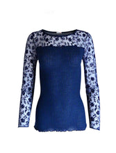 Load image into Gallery viewer, EGI Exclusive Collections Merino Wool Blend Top with Tulle Trim. Proudly Made in Italy.