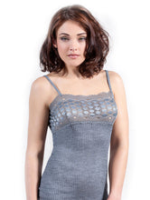 Load image into Gallery viewer, EGI Exclusive Women&#39;s Merino Wool Blend Spaghetti Straps Lace-Trimmed Camisole. Proudly Made in Italy.
