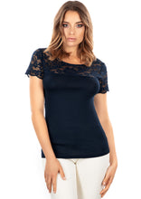 Load image into Gallery viewer, EGI Exclusive Collections Merino Wool Blend Tees with Lace. Proudly Made in Italy.