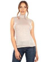 Load image into Gallery viewer, EGI Exclusive Collections Women&#39;s Modal Cashmere Blend Mock Neck Sleeveless Top. Proudly Made in Italy.