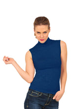 Load image into Gallery viewer, BASIC COTTON Free Spirit Premium Quality Cotton Women&#39;s Turtleneck Sleeveless Top Made in Italy