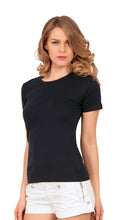 Load image into Gallery viewer, Short-sleeve T-shirt with a round neckline. Color: black.