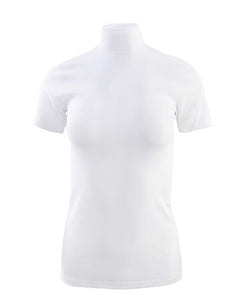 BASIC COTTON Free Spirit Premium Quality Cotton Women's Turtleneck Short Sleeve Shirt Made in Italy