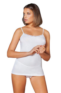Camiseta sin mangas de modal de lujo con ribete de encaje para mujer de EGI. Fabricada con orgullo en Italia. (1120)