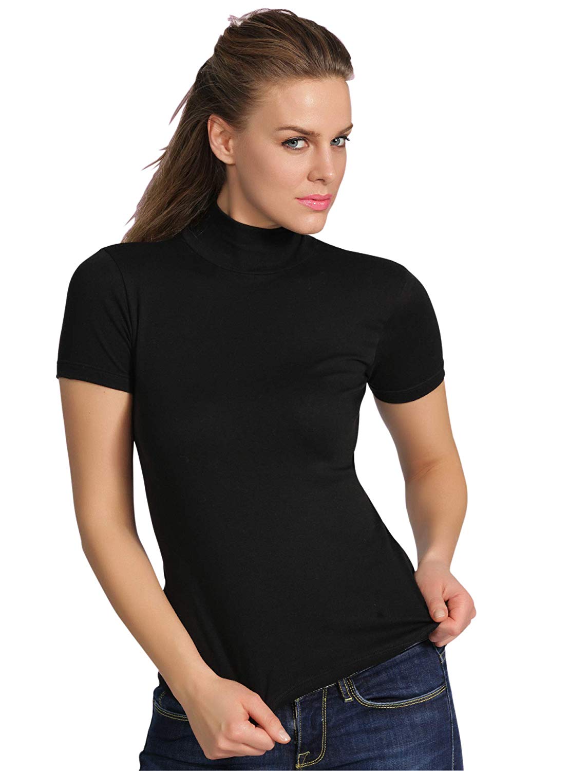 BASIC COTTON Free Spirit Premium Quality Cotton Women's Turtleneck Sho