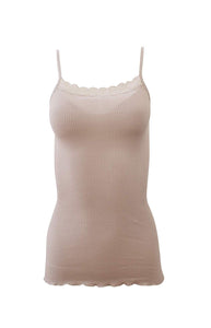 BASIC COTTON Free Spirit Premium Quality 100% Cotton Women's Camisole with Lace Trim.