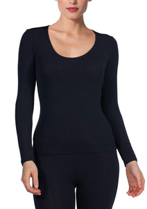 EGI Luxury Modal Women's Long Sleeved T-Shirt. Proudly Made in Italy (Deep Crew Neck).