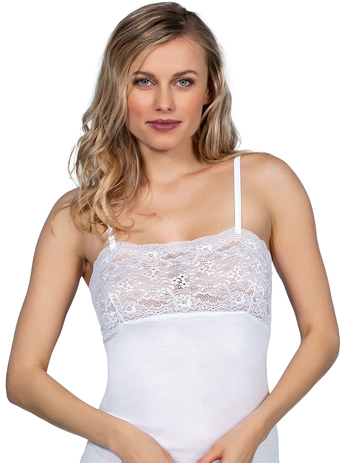Mare Luxury 100% Mako Cotton Women's Lace-Trimmed Camisole. Proudly Ma
