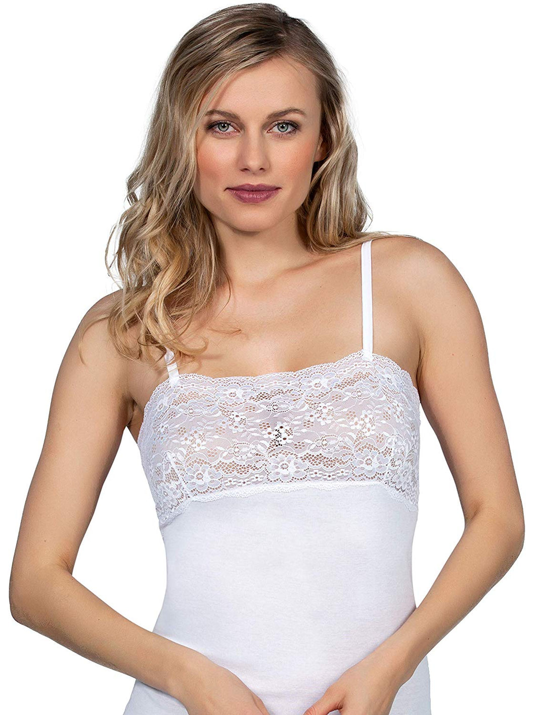 Mare Luxury 100% Mako Cotton Women's Lace-Trimmed Camisole. Proudly Made in Italy.