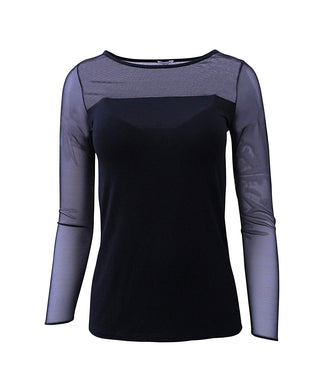 EGI Luxury Modal Women's Tulle Top Long Sleeved. Proudly Made in Italy.