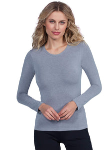 Camiseta de manga larga para mujer de modal de lujo EGI. Fabricada con orgullo en Italia (cuello redondo).