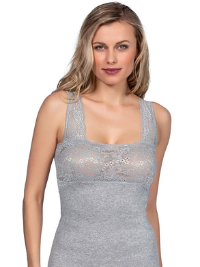 Mare Luxury 100% Mako Cotton Women's Lace-Trimmed Tank Top. Proudly Made in Italy.