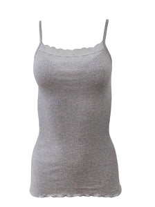 BASIC COTTON Free Spirit Premium Quality 100% Cotton Women's Camisole with Lace Trim.