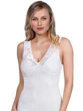 Load image into Gallery viewer, MaRe Luxury Merino Wool Blend V-Neck Top with Lace Trim. Proudly Made in Italy.