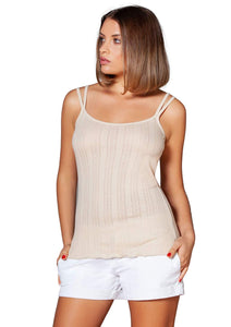 BASIC COTTON Free Spirit Premium Quality 100% Cotton Women's Openwork Double-Strap Camisole.