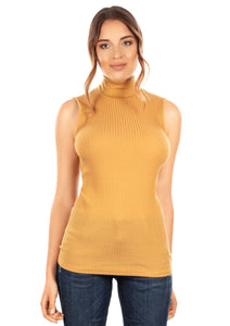 Blusa sin mangas con cuello alto en mezcla de lana merino de la colección exclusiva de EGI. Fabricada con orgullo en Italia.