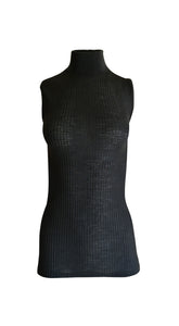 EGI Exclusive Collections Merino Wool Blend Mock Neck Sleeveless Top. Proudly Made in Italy.