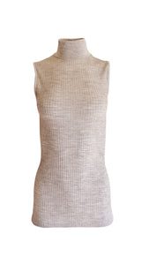 EGI Exclusive Collections Merino Wool Blend Mock Neck Sleeveless Top. Proudly Made in Italy.