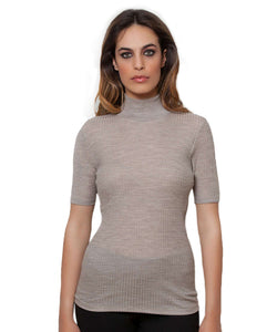 EGI Exclusive Merino Wool Blend Top with Short Sleeves. Proudly Made in Italy.