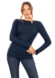Remera de cuello barco y mangas largas de mezcla de lana merino de la colección exclusiva de EGI. Fabricada con orgullo en Italia (8248)