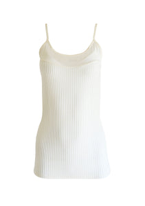 EGI Exclusive Collections Merino Wool Blend Sleeveless Cami with Tulle Trim. Proudly Made in Italy.