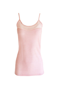 EGI Exclusive Collections Merino Wool Blend Sleeveless Cami with Tulle Trim. Proudly Made in Italy.