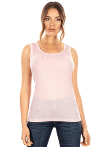 EGI Exclusive Collections Merino Wool Blend Tank Top with Tulle Trim. Proudly Made in Italy.
