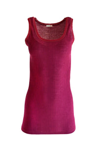 EGI Exclusive Collections Merino Wool Blend Tank Top with Tulle Trim. Proudly Made in Italy.
