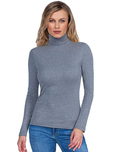 BASIC COTTON Free Spirit プレミアム品質 100% 起毛コットン レディース タートルネック トップ。イタリア製。