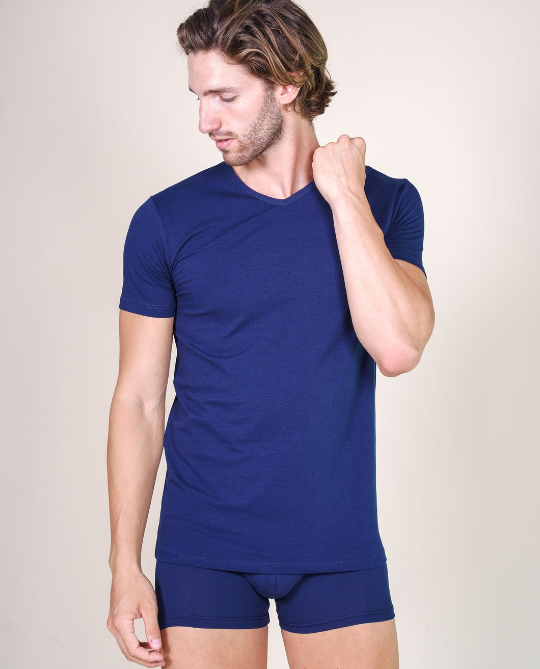 BASIC COTTON Free Spirit Premium Quality Cotton Men's V - Neck T-Shirt Proudly Made in Italy