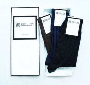 tittimitti® 100% Mercerized "Filo di Scozia" Cotton Men's Dress & Trouser Socks. 3-Pack. Made in Italy